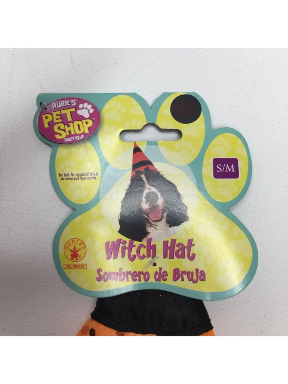 Rubies Pet Shop Black Orange Witch Halloween Hat Sparkle Bling Med SM Medium